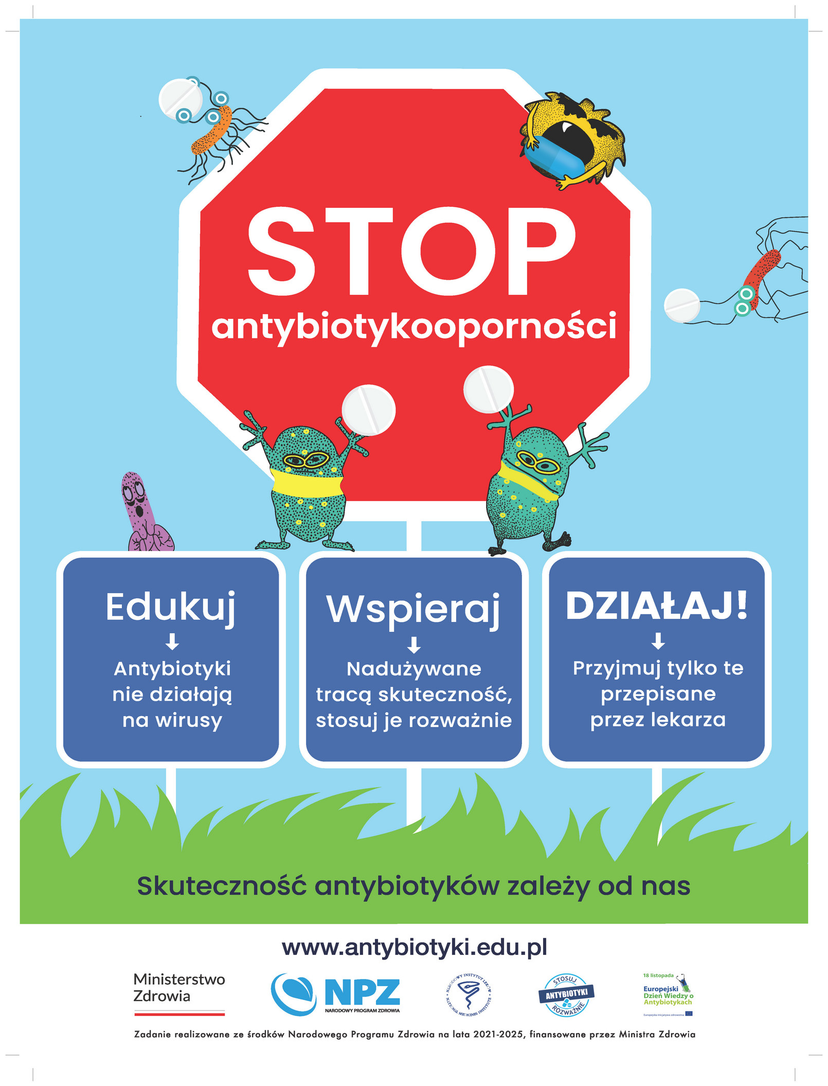 Plakat informacyjny STOP antybiotykooporności