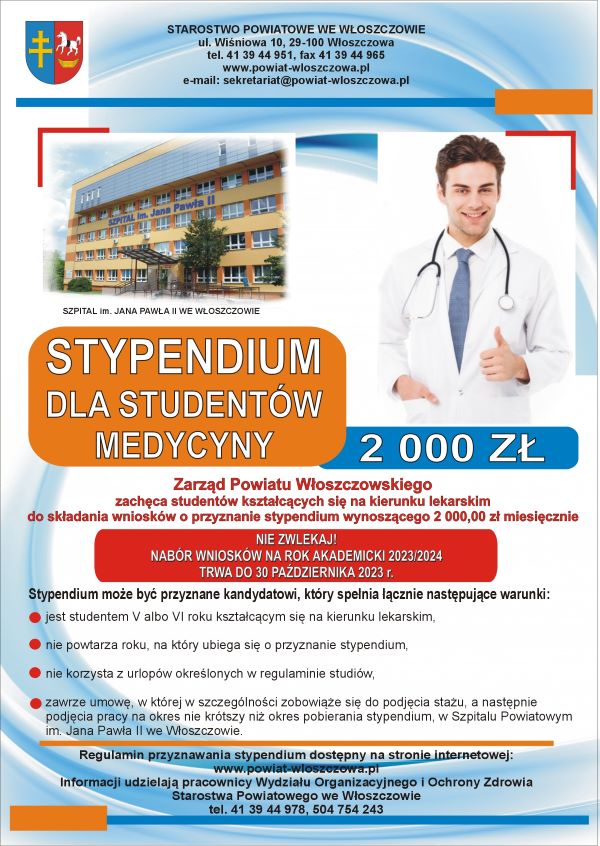 plakat stypendium dla studentów medycyny